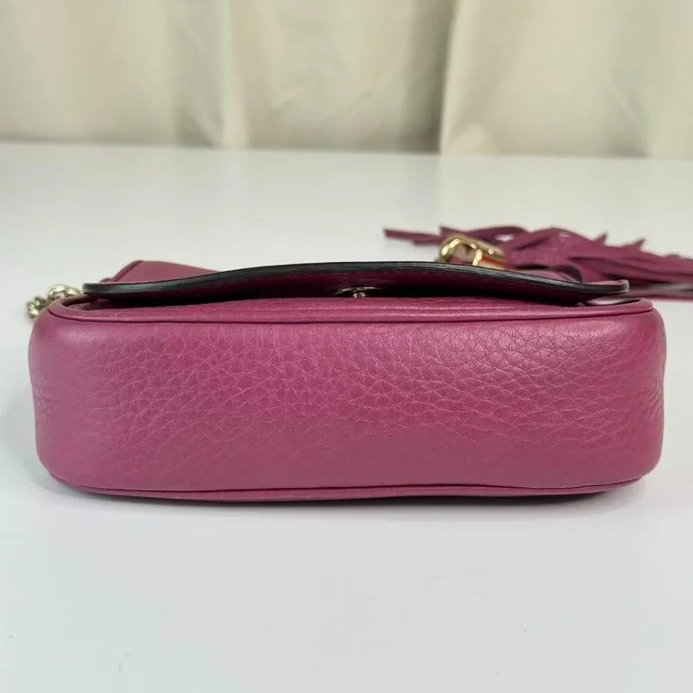 Gucci GG Logo Pink Soho Chain Shoulder Bag Crossbody with Tassel Detailing - Picture 5 of 10